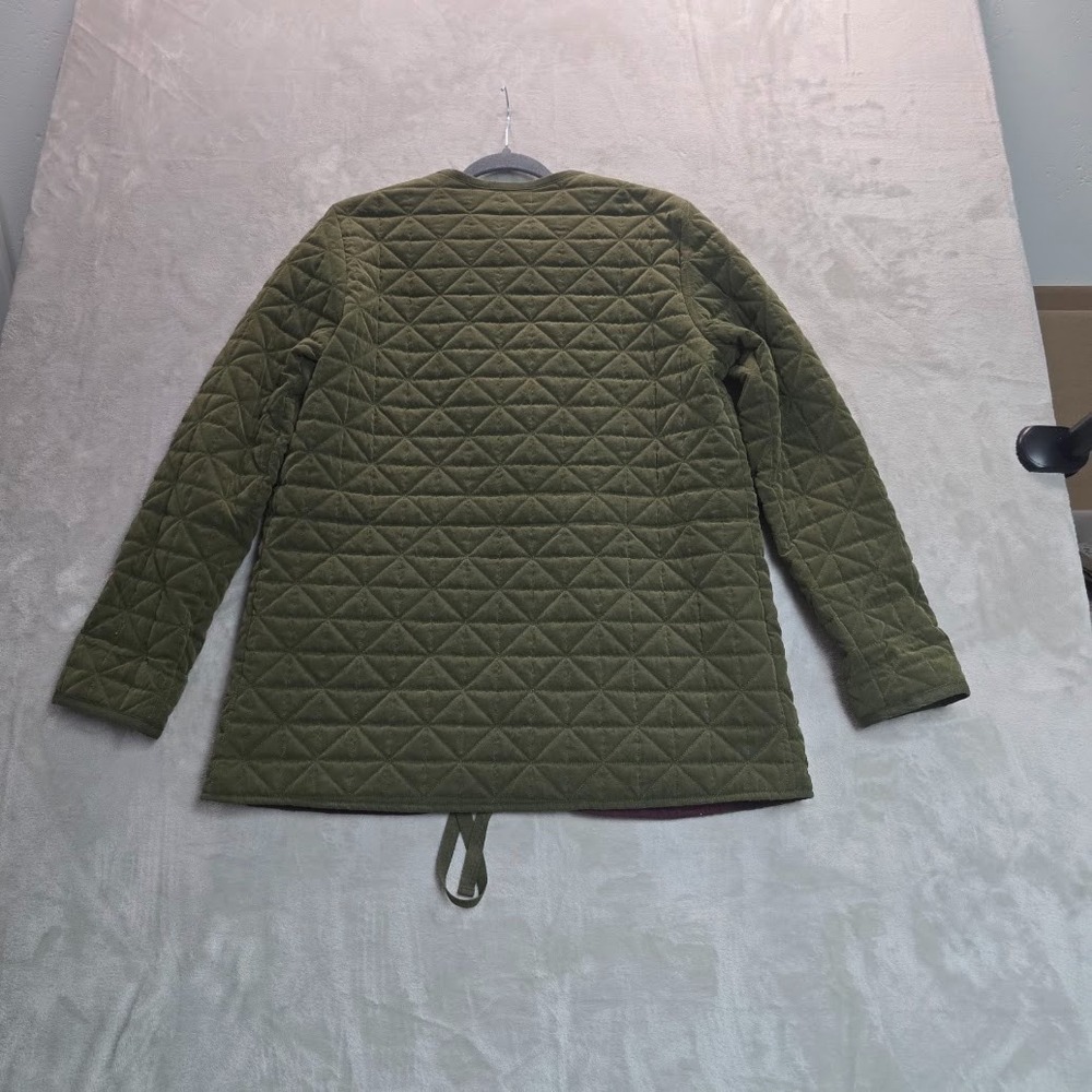 Signature Weekend Olive Green Quilted Jacket Women's XL Belted Zip Front Lined - Picture 5 of 12